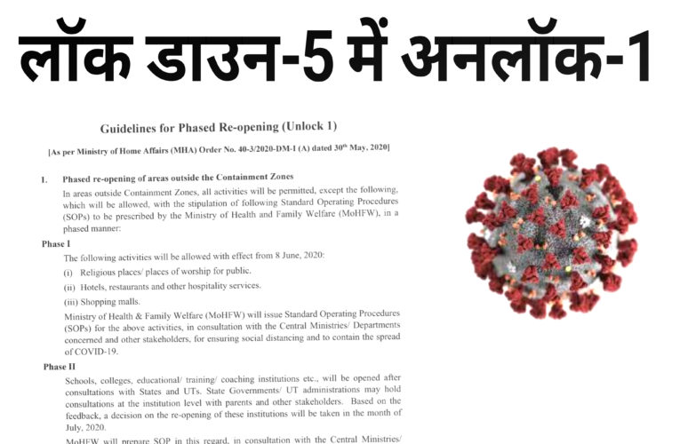 लाॅक डाउन-5 में मिली राहत, अब अनलाॅक-1 शुरू होगा